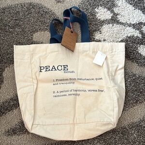 NEW. Large Canvas Tote bag. “Peace”.